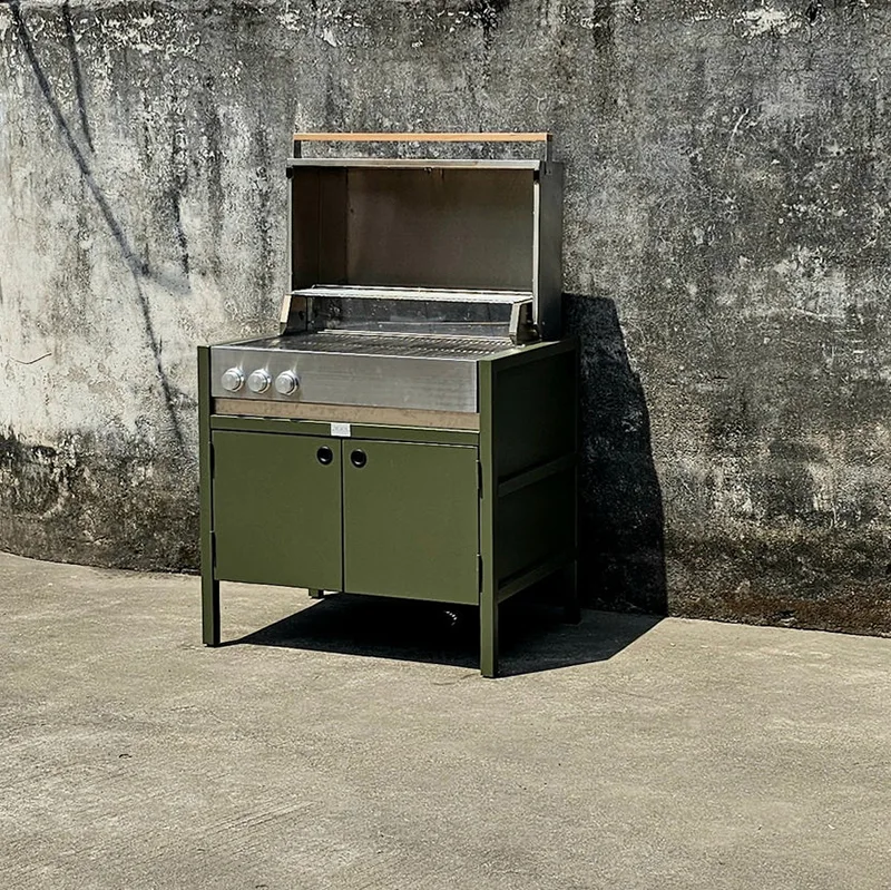 Gabinete de cocina al aire libre con parrilla