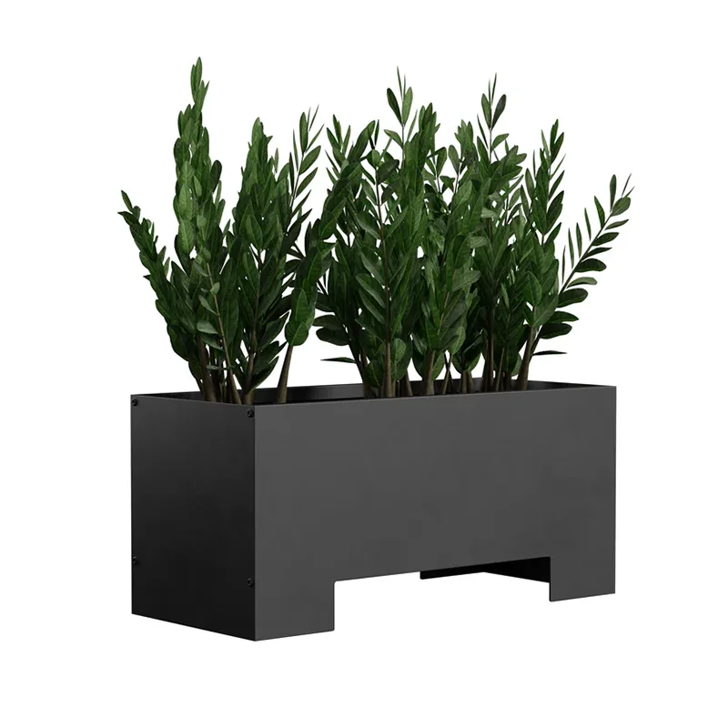 Jardinera rectangular para exteriores con base elevada