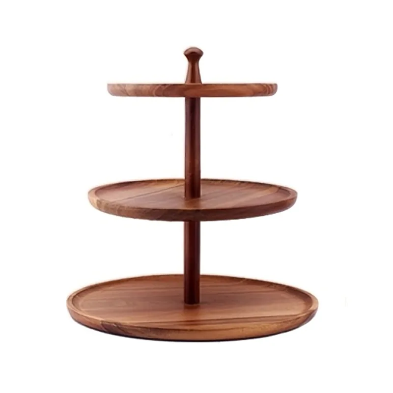 Estante para postres de madera con niveles